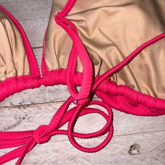 Old Navy Pink Ribbed Swim Top Tie Back Sexy Summer Beach Bikini Top 3X - Picture 12 of 13